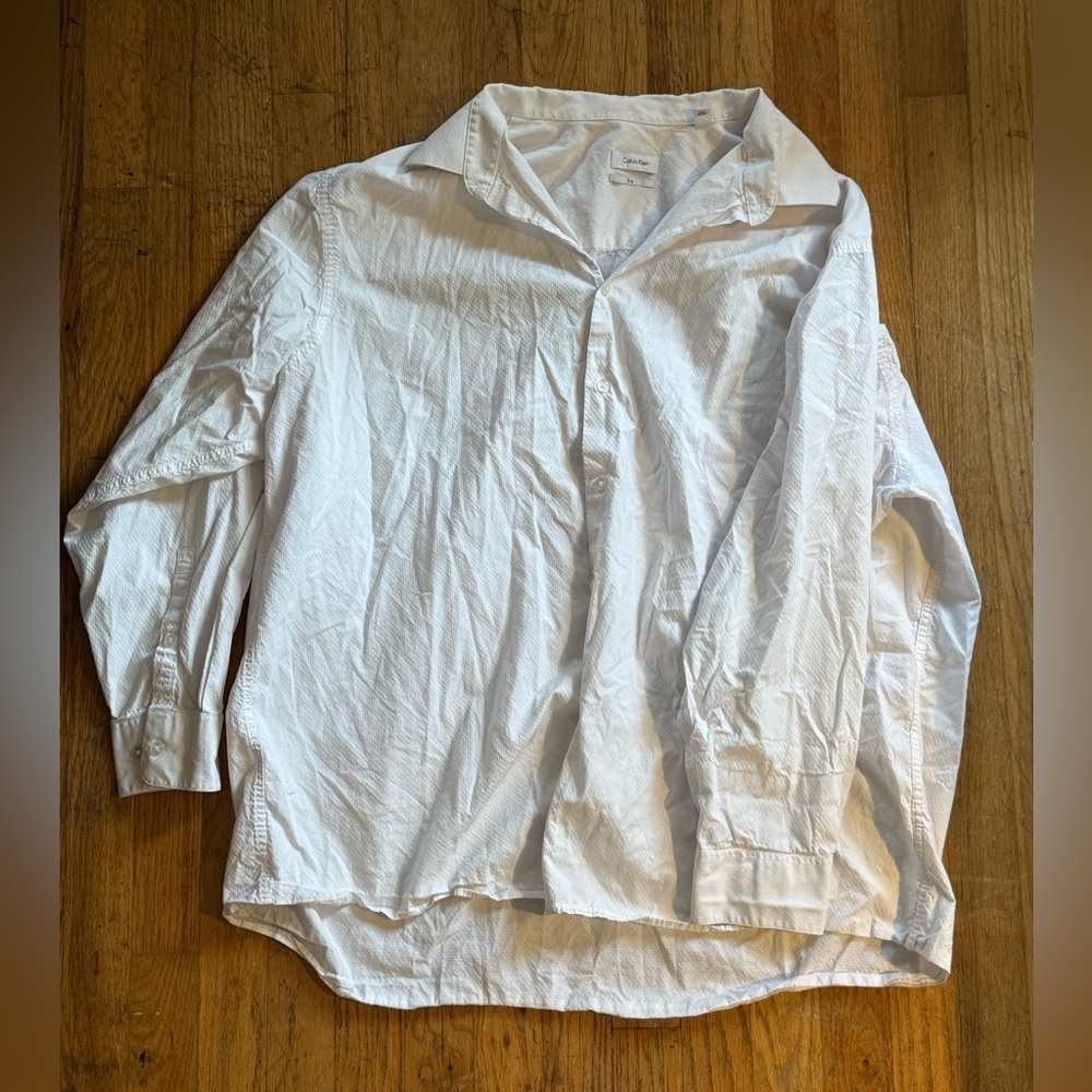 Calvin Klein  white button up blouse Sz large